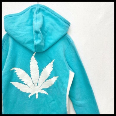 Lucien Pellat-Finet Zip Hoodie Big Logo Bicolor Fleece Lining Light Blue S so