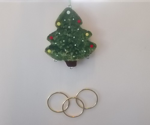 Adorno de puerta de timbre de viento árbol de Navidad de madera hecho a mano - Imagen 2 de 2