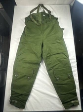 Vintage Swedish Military Cold Weather Motorcycle Bibs 70’s Lined Green EUC C48 L