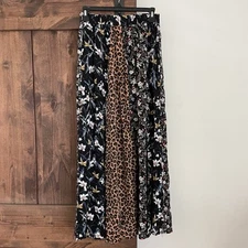 GiGio by UmGee Animal Print Floral Faux Wrap Skirt Size Small Maxi Patchwork