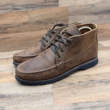 Quoddy Vibram Mens Size 8.5 Chukka Boots Brown Leather Handsewn Made in USA