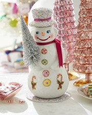 Ino Schaller Snowman with Red Scarf and Candy Buttons Figurine - 14"
