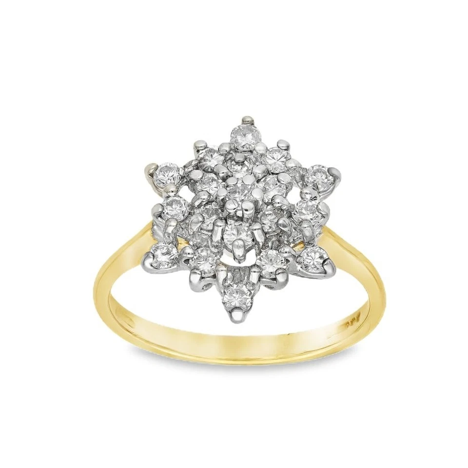 18ct Yellow Gold Diamond Cluster Ring - Size I½ - 0.50ct - Image 2 of 4