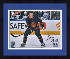 Framed Zach Hyman Edmonton Oilers Signed 8x10 Navy Skating Photo