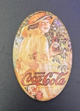 Vtg COCA COLA Oval Pocket Mirror 1973 Memorabilia Purse Advertising Pair