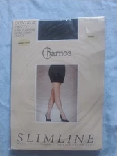 Charnos 15 Den Slimline Control Panty Sheer Tights, Size Large in Nearly Black 
