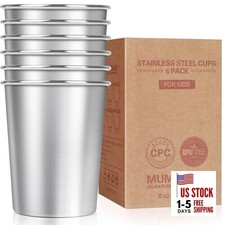 Stainless Steel Cups for Kids 7.8oz/230ml 6 Pack , Stainless 7.8 OZ, 6 Pack