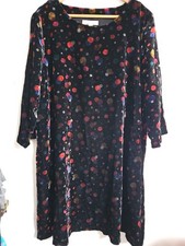 Seasalt Boscawenun Velvet Dress Polkadot Black Evening Size 16