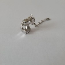 Peanuts SNOOPY Silver Charm Strap with Rhinestones Character Keychain Jewelry