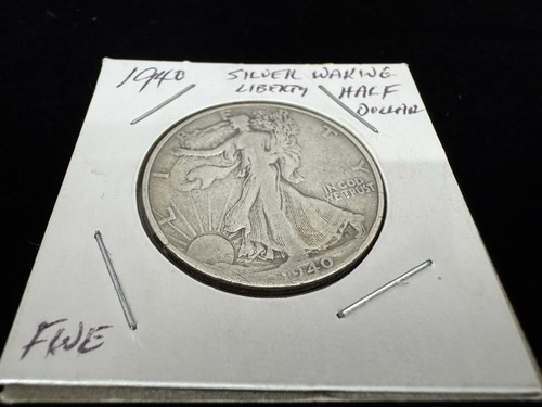 Moneda de medio dólar Walking Liberty 1940 90 % plata fina circulada de Estados Unidos - Imagen 3 de 4