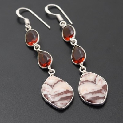 Kaffee Jaspis Edelstein 925 Sterling Silber Handarbeit Ohrring Schmuck Geschenk für Sie