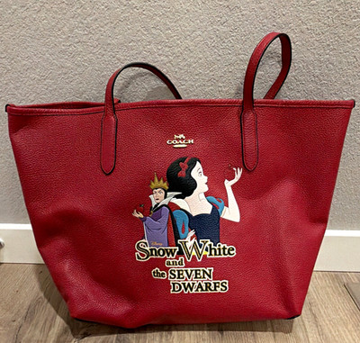 Coach Disney Snow White and the Seven Dwarfs Red Large Tote Bag