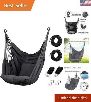 Stylish Dark Gray Hammock Chair - Max 300lbs Capacity & Pocket for Essentials