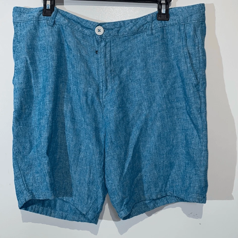 Pantalones Cortos Informales Saks Fifth Avenue Para Hombre Azul Mezcla de Lino Frente Plano Talla 34 Foto 2 de 4