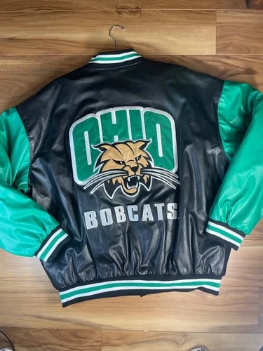 Ohio University Bobcats Varsity leather Jacket Steve & Barrys Y2K 90s rare 2XL - product listing photo