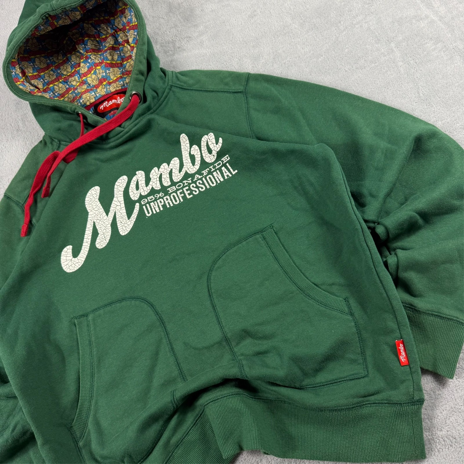 Vintage Mambo 90s Bonafide Unprofessional 9596 Green Heavyweight Medium Hoodie image 5