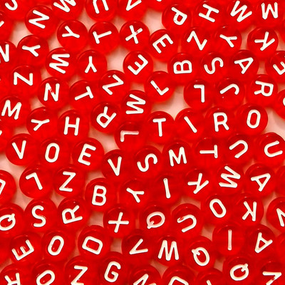 1000PCS Alphabet Letter Beads White on Red for DIY Jewelry & Name Bracelets
