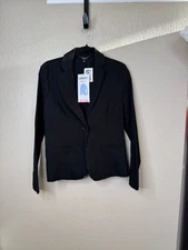 NWT-Labijou Women's Black Blazer size large long sleeve button up collared