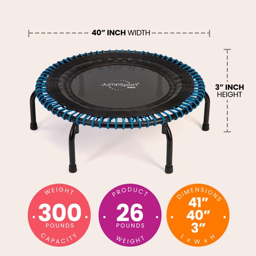 JumpSport 350 PRO 39 Inch Fitness Trampoline with Blue EnduroLast Elastic Cords - Picture 3 of 6