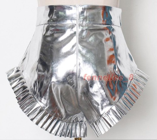 Women's Sexy PU Leather Shorts Hot Pants Pleated Zipper Clubwear Summer Shorts - Picture 3 of 10