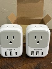 UK Travel Plug Adapter 2 Pack with 4 Outlet USB C for US to England Ireland UK