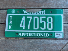 2017 Vermont LIcense Plate Tag VT Apportioned Big Rig Truck Semi 47D58