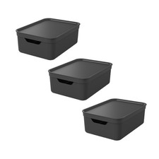 ROTHO 3er Set Deko Box A4 stapelbare Aufbewahrungsbox Plastikkiste Beh&auml;lter