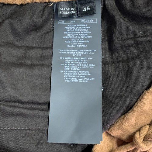 Pantalones informales cónicos ERMENEGILDO ZEGNA talla 30 marrón lana tabaco cachemir seda - Imagen 3 de 3
