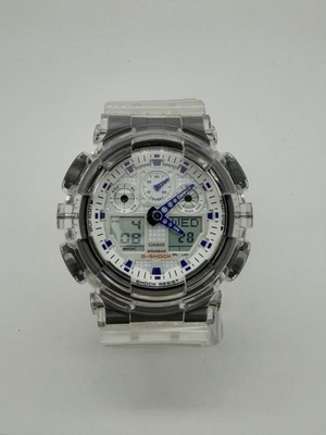 Custom Casio G-Shock GD-100 Clear Transparent Skeleton  White Face ￼Watch