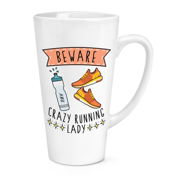 Beware VerrüCkte Laufen Damen 483Ml Groß Latte Becher Tasse Mutter Tag Lustig-image
