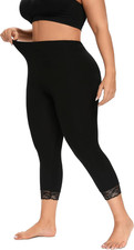 Women'S plus Size Capri Leggings,High Waited Soft Cropped Pants 3/4 Length Yoga