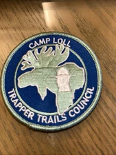 Older Boy Scout Camp Loll Trapper Trails Council Patch Light Green Border