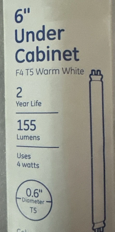 GE F4 T5 Warm White 6" Under Cabinet fluorescent light bulb 4 Watts - Image 2 of 4