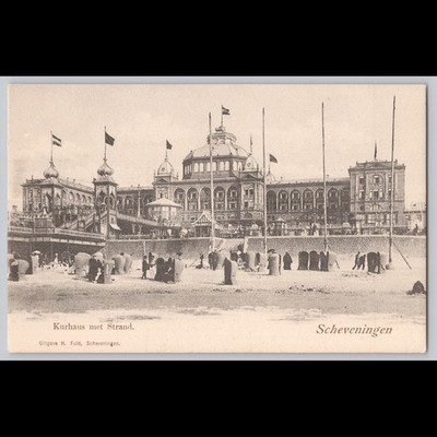 Postcard Kurhaus met Strand Scheveningen Netherlands Architecture
