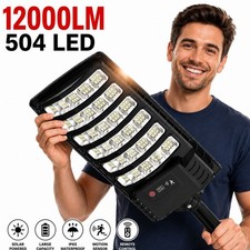 12000LM Commercial LED Solar Street Light PIR Motion Sensor Dusk Dawn Remote