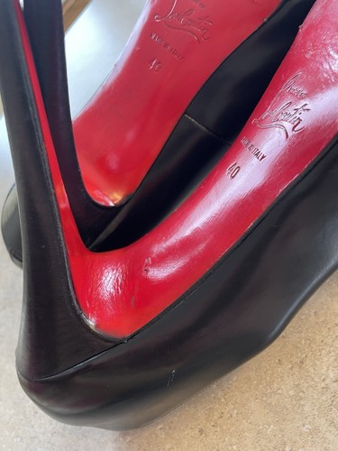 Christian Louboutin Black Leather Bianca Platform Pumps Size 40 Italy 130 mm 5” - Picture 23 of 24