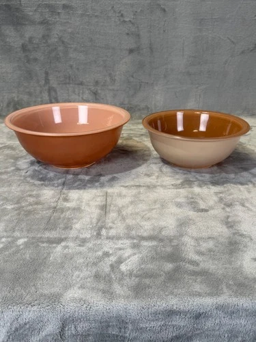 LOT 2 - Vintage Pyrex AUTUMN RAINBOW - Clear Bottom Mixing Bowls #323 #325 NICE!