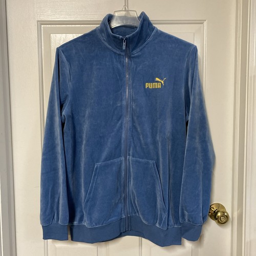 Puma Velour Classic Full Zip Up Track Jacket Long Sleeve Men’s Size M Blue NWT
