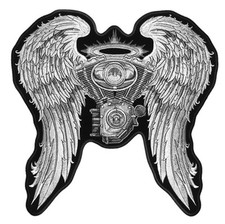 JUMBO BIKER ANGEL WINGS EMBROIDERED BACK PATCH JBP26 iron on sew bikers patches
