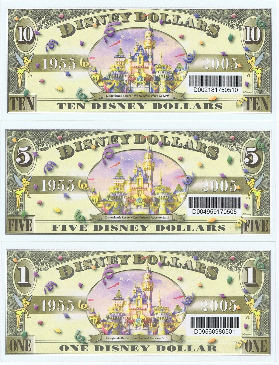 希少】Disney Dollars 3枚セット 希少】Disney Dollars 3枚セット