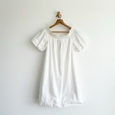 J. Crew Smocked Off Shoulder Cotton Poplin Dress White Size 4