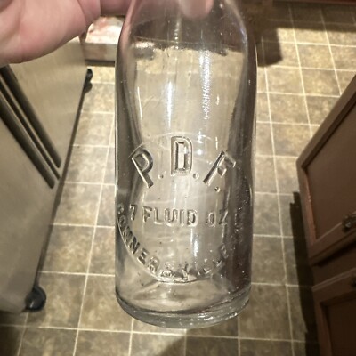 P. D. F. (Perry D. Ferguson) Embossed Soda Bottle Connersville Indiana IN