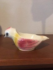 Vintage Ceramic Ivory Pink & Yellow Ashtray EUC