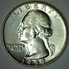 1959 Washington SILVER Quarter BU Coin from Roll 25c Twenty-Five Cents