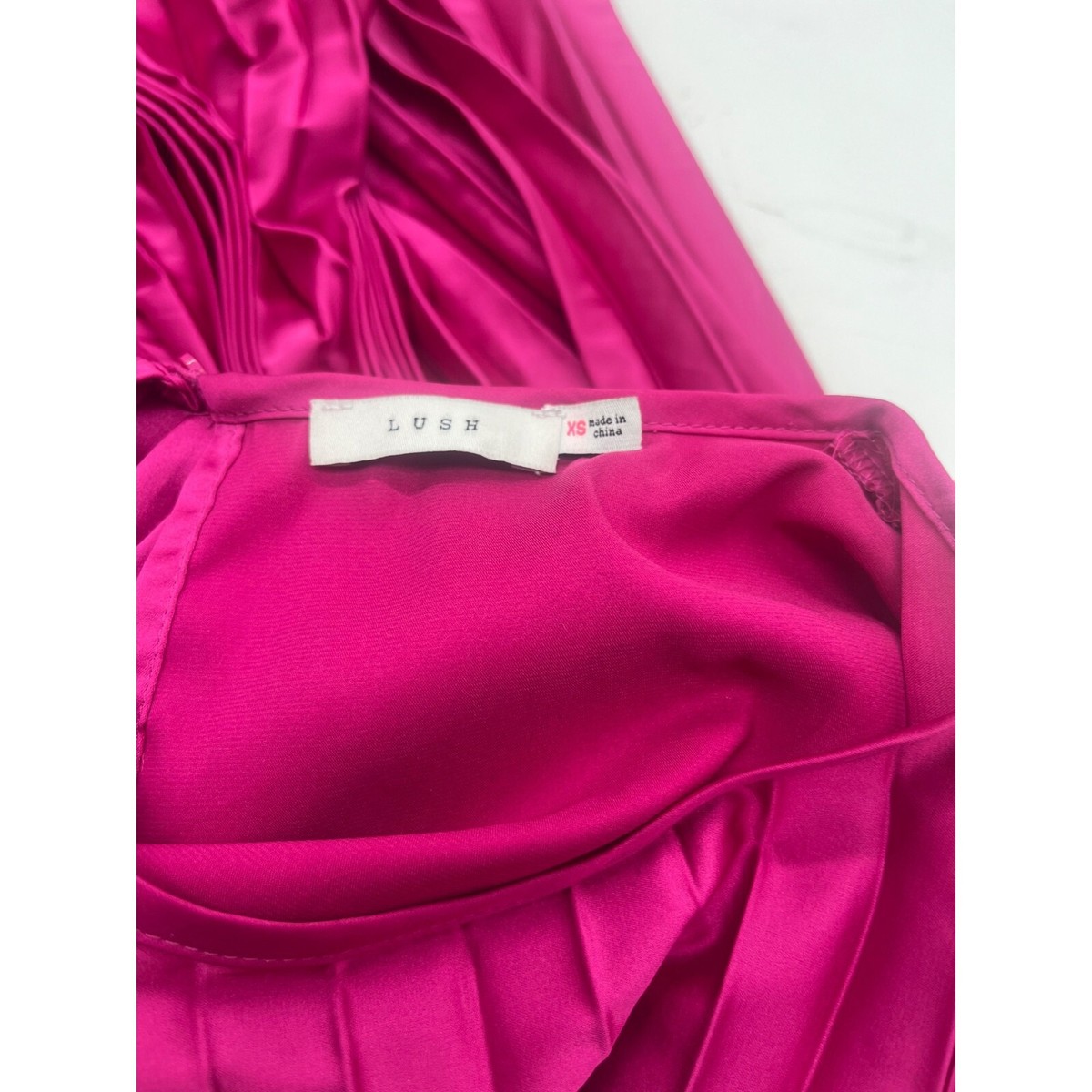 Lush Cap Sleeve Pleated Satin Midi Dress, Pink, XS | eBay
