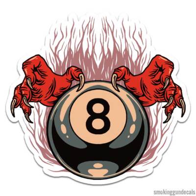 8 Ball Demon Claws, Vinyl Decal Sticker, Indoor Outdoor, 3 Sizes