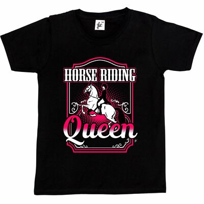 Horse Riding Queen - Horse Loving Superb Rider Kids Girls T-Shirt