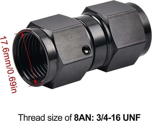 LokoCar 8AN Female to Female 8AN Straight Swivel Coupler Union Fitting Adapter - Picture 2 of 13