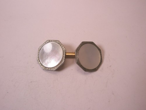White MOP Rolled Gold Plate SINGLE Vintage Cuff Link replace lost/broken aa77