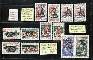 🦋🦋1960-62 Mauritania OVERPRINT lot MNH footnote OLYMPICS, REFUGEE,  Sc$115.00